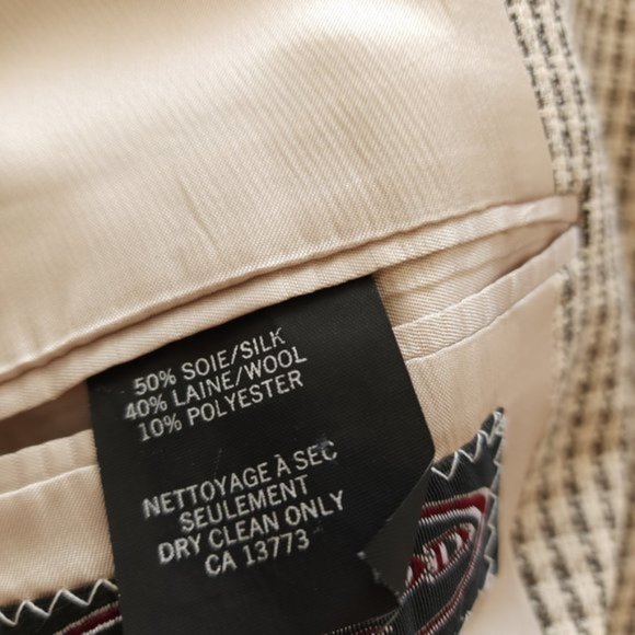 Vintage Jacques Fath Paris silk wool brown plaid blazer, sportcoat - Picture 8 of 9